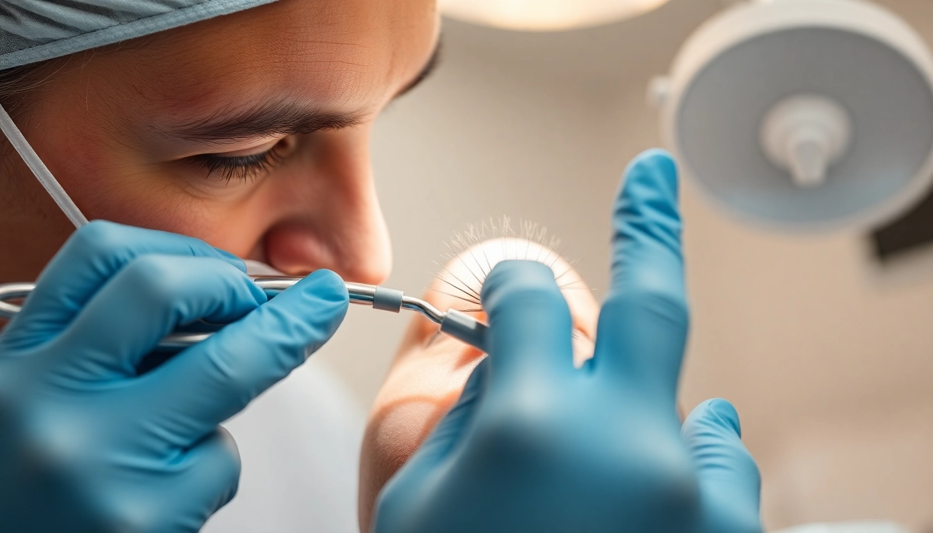 Experienced surgeon performing Oberlidstraffung Zürich to rejuvenate aged or drooping eyelids with precision.